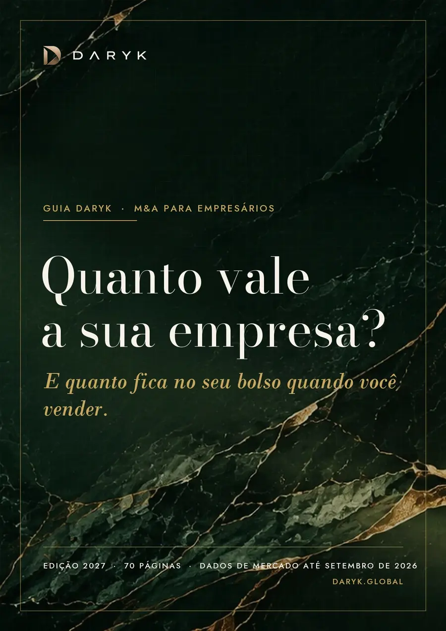 Capa do guia Quanto vale a sua empresa?, Guia Daryk de M&A para empresários, Edição 2027.